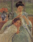 Mary Cassatt The young mother is sewing oil on canvas
